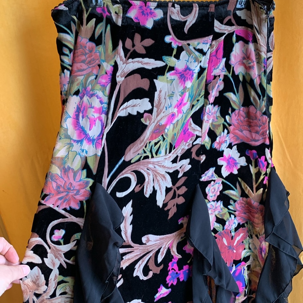 Current Mood Black Floral Maxi Skirt with Pink & Purple Accents - Picture 2 of 7